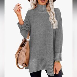 Glanzition Turtleneck Side Split Sweater